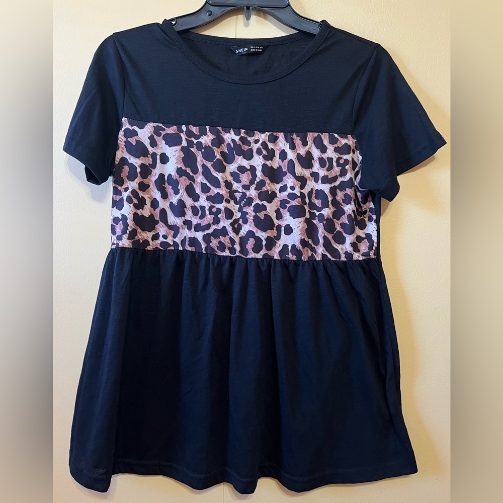 SHEIN Black Animal Print Top - Women's Medium